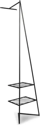 Produktbild von Garderobe Nizza 1 aus Metall, schwarz, mit 1 Stange und 2 Ablagen, 42x183x33 cm (BxHxT)