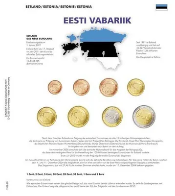 Produktbild von Lindner 1109-20 Vordruckblatt EURO-Kursmünzen-Sätze: NEUE EURO-LÄNDER: Estland