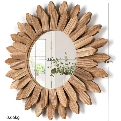 Produktbild von Wandspiegel Dekorativer Wandspiegel aus Holz, 43/50 cm optional