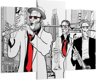 Produktbild von Bild auf Leinwand - Leinwandbild - Jazz Musik Musiker - 130x100cm - Wand Bild - Wanddeko - Leinwanddruck - Bilder - Kunstdruck - Wanddekoration - Leinwand bilder - Wandkunst - CB130x100-3565