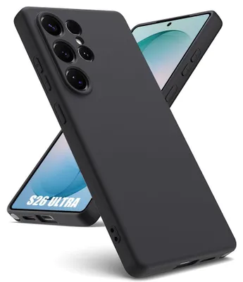 Image de Coque pour Samsung Galaxy S26 Ultra, Silicone Liquide Protection Slim Antichoc Anti-Rayures Noir