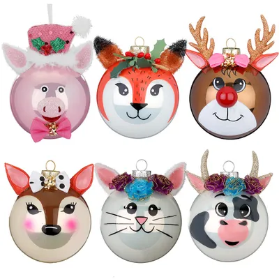 Produktbild von Christbaumschmuck Glas lustige Tiere 8cm bunt - 6er Set