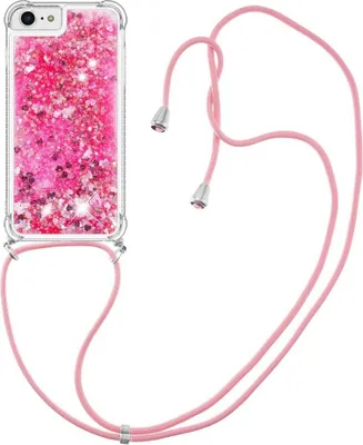 Produktbild von iPhone SE (2022/2020), iPhone 8 / 7 Hülle - Coverup Liquid Glitzer Back Cover mit Handykette - Rosa
