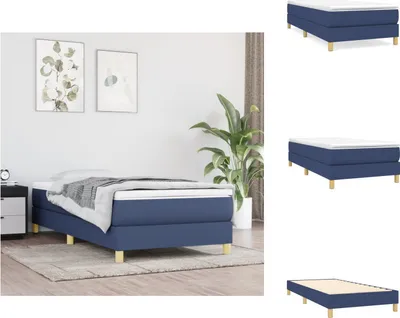 Immagine prodotto di vidaXL Letto Boxspring blu 100x200 cm in tessuto - Letti e strutture letto