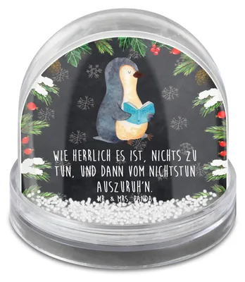 Produktbild von Mr. & Mrs. Panda Weihnachts Schneekugel Pinguin Buch - Kreidetafel - Geschenk, Ferien, Urlaub, schnee kugel, Weihnachten, dekoartikel, wasserkugel