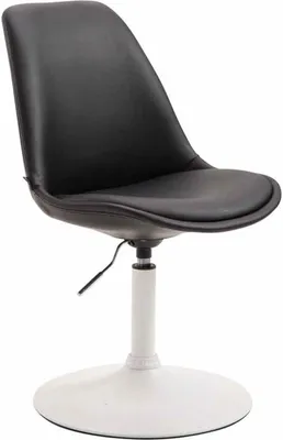 Immagine prodotto di Sedia da pranzo in ecopelle - Sedia moderna - Altezza regolabile e girevole a 360° | Colore: nero | Colore base: bianco