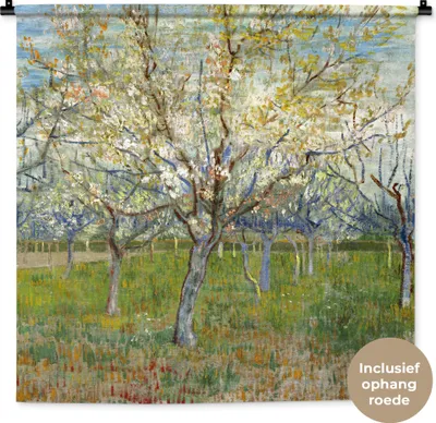 Produktbild von MuchoWow® Wandteppich Wandbehang Der rosa Obstgarten - Vincent van Gogh 90x90 cm Tapisserie Dekoration Wandtuch - Wandaufhänger
