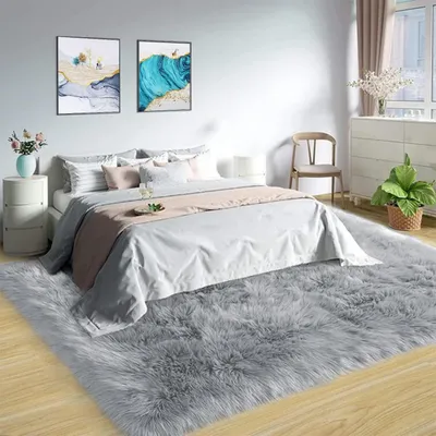 Zdjęcie produktu dla Sztuczny dywan, prostokątny, szary, wymiary: 200 x 250 cm / 240 x 300 cm, można prać