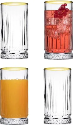 Produktbild von Pasabahce Elysia Longdrinkgläser mit goldenem Rand, 14 cm, 6,6 cm Durchmesser