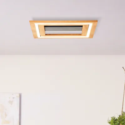 Produktbild von BRILLIANT moderne LED Deckenleuchte RHEA | Deckenlampe mit nachhaltigem Holz und schwarzem Baldachin 35 x 35 cm | 24W 3000 Lumen 3000 Kelvin | Holz/Metall/Kunststoff