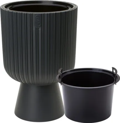 Image de Pot de fleurs rond Keli Mika 40 sur pied | Anthracite