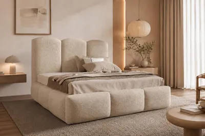 Image de Lit rembourré Kaiser Möbel avec coffre de rangement intégré, tissu Bouclé Baloo, beige, 140x200 cm, BERO