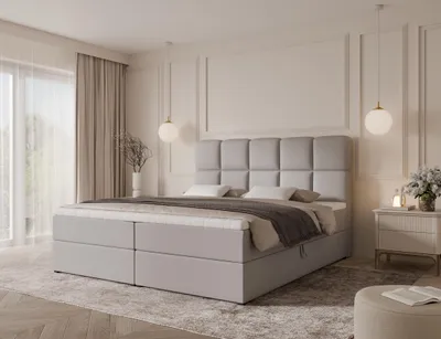 Produktbild von Emlar Boxspringbett Moya 120x200 - Komplett-Set mit Matratze und Topper - Polsterbett mit Bettkästen - Boxspringbett Grau (Magic Velvet 2218)
