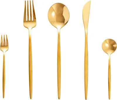 Produktbild von Besteckset 30-teilig, gold, für 6 Personen, Edelstahl, für Feier