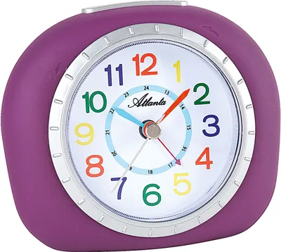 Produktbild von Atlanta 1966/8 Wecker für Kinder Kinderwecker violett lila leise ohne Ticken