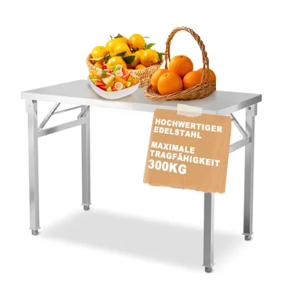 Produktbild von YZNAHRE Arbeitstisch Edelstahl Faltbar 100x60x85 cm Catering Küchentisch Gastronomie Edelstahltisch Lebensmittel Zubereitungstisch für Küche Bar Restaurantar bis 300 kg belastbar