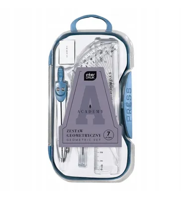 Produktbild von Geometrie-Set in Box, Etui, 7-teilig, Zirkel, Stift, Lineal, Schulset