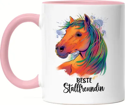 Produktbild von Beste Stallfreundin Tasse Rosa Pferde Liebe Pferdeliebhaber Freundin Freunde Reiten Stall Reiterin Pferdeflüsterer