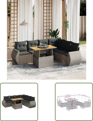 Produktbild von The Living Store 7-tlg. Garten-Sofagarnitur mit Kissen Grau Poly Rattan