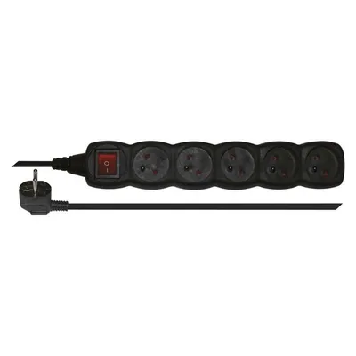 Zdjęcie produktu dla EMOS Przedłużacz 3 m / 5 gniazd / z przełącznikiem / czarny / PVC / 1 mm2, PC1513