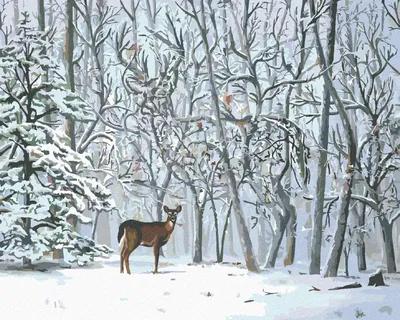 Produktbild von Zuty - Malen nach Zahlen - RICKE UND SCHNEEBEDECKTE BÄUME (D. RUSTY RUST), 40x50 cm, mit Keilrahmen (bereits gespannt)