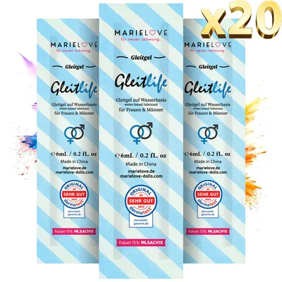 Produktbild von Gleitgel auf Wasserbasis 20x6ml Sachets – Einzeln verpackt & Diskret für Unterwegs – Geruchlos & Geschmacksneutral – Ideal für Silikon-Produkte – Dermatest „Sehr Gut“ – Praktische Gleitmittel Portionen für Damen & Herren