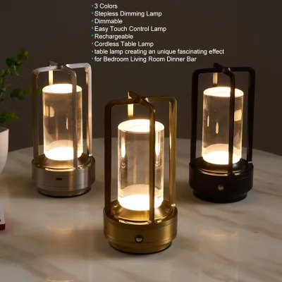 Obrázek produktu pro Bezdrátová stolní lampa 3 barvy plynulé stmívání LED stolní lampy dobíjecí dotyková lampa noční stolek lampa zlatá