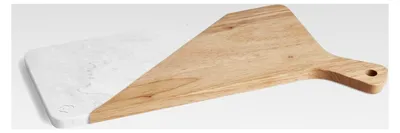 Produktbild von Servierbrett aus Kautschukholz und Marmor - 42 x 22 x 1,5 cm - Käseplatte