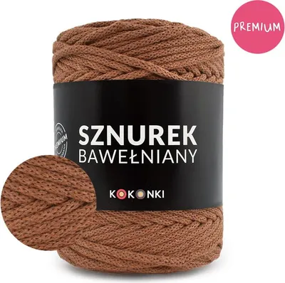 Obrázek produktu pro Prémiová bavlněná šňůra 5 mm x 100 m KOKONKI - Teplá hnědá barva