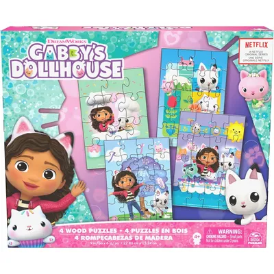 Produktbild von Games 4 Holzpuzzles von Gabby's Dollhouse mit 12/16/20/24 Teilen, Kinderpuzzles für Vorschulkinder, 12 Stück(e), Cartoons, 4 Jahr(e)