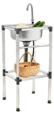 Immagine prodotto di Lavabo, acciaio inossidabile, 66 x 56 x 86 cm, lavabo singolo, 1 foro, da montare
