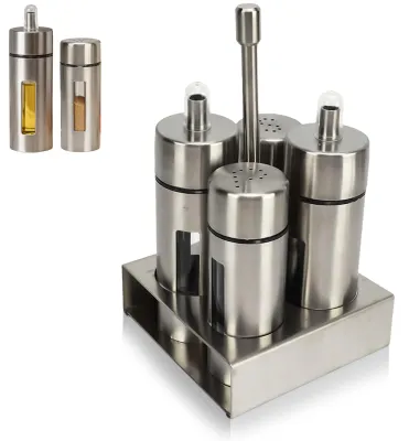 Gewürzspender-Set aus Edelstahl, 4-teilig, silber
