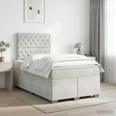 Immagine prodotto di Maison Exclusive - Letto boxspring con materasso grigio chiaro 120 x 200 cm in velluto