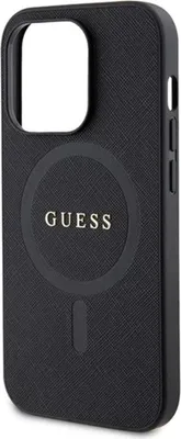 Produktbild von Guess, Hülle für iPhone 15 Pro Max MagSafe mit Saffiano-Look, Schwarz