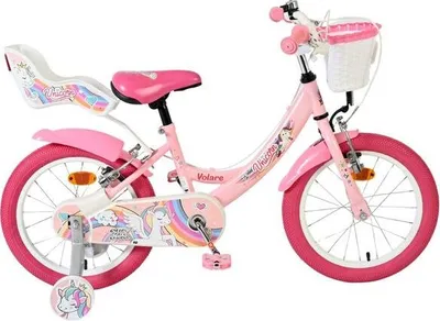Produktbild von Volare Unicorn Kinderfahrrad - Mädchen - 16 Zoll - Rosa - Zwei Handbremsen