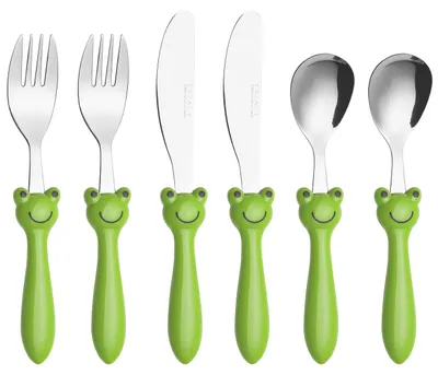 Kinderbesteck 6-teilig Edelstahl Frosch-Design spülmaschinengeeignet