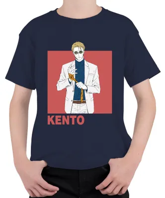 Immagine prodotto di Kento Anime Gentleman Tuta Occhiali da sole Cravatta Regalo Retro Unisex Maglietta per bambini, Navy, 152