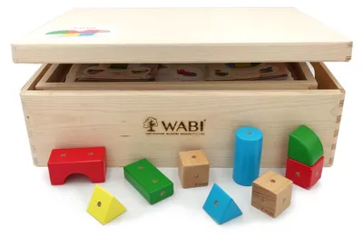 Produktbild von WABI Magnetische Holzbausteine 120 Teile mit WABI Pad – Neodym-Magneten, 7 Formen, ab 3 Jahren, CE/EN71-