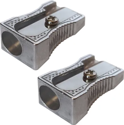 Produktbild von 2x Anspitzer Metall Bleistift Spitzer Set Einfachspitzer Keilform Minenspitzer