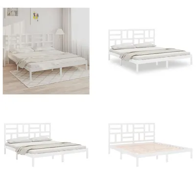 Produktbild von vidaXL Massivholzbett Weiß 180x200 cm - Bettrahmen - Bettgestell - Bett - Holzbettrahmen