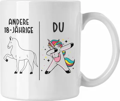 Produktbild von Trendation - 18. Geburtstag Mädchen Tasse Einhorn Geschenk Geschenkidee 18er Geburtstag (Weiß)