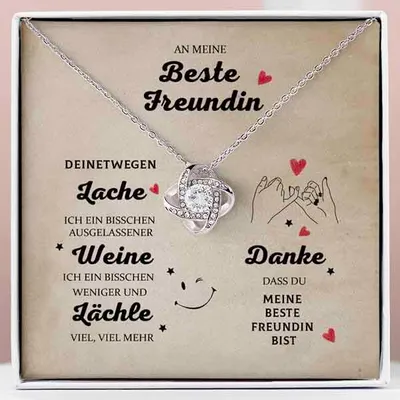 Produktbild von Halskette und Anhänger plattiert mit 14 Karat Weißgold mit Zirkonia-Kristallen - An meine beste Freundin - ASHE