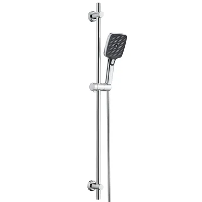 Immagine prodotto di Set JOHO con asta doccia, doccetta, tubo flessibile e supporto; asta doccia in acciaio inossidabile da 100 cm, adatta ai fori già presenti, cromata