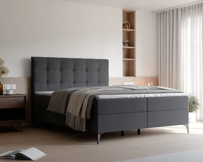 Produktbild von IDOHOME-Kontinentalbett mit Matratze und Topper Boxspringbett OCTAVIO 120x200 cm Doppelbett mit Bettkasten Polsterbett Grau Monolith 92