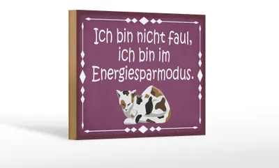 Produktbild von Holzschild Spruch 18x12cm Katze ich bin nicht faul bin im