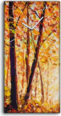 Produktbild von Leinwand Wanduhr Wandkunst Uhr 30x60 Gemälde Wald Bäume Herbst Blätter Kunst - weiße Hände