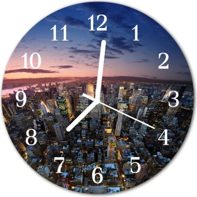 Produktbild von Glasuhr Wanduhr Küchenuhr Echt-Glas 30fi cm Skyline mehrfarbig