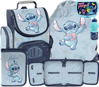 Produktbild von 5tlg Lilo und stitch Schulranzen set Rucksack Federtasche Sportbeutel Trinkflasche Brotdose schultasche Tornister fur madchen