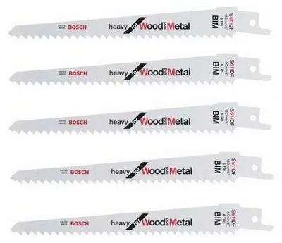 Image de Lot de 5 lames de scie sabre S 611 DF BOSCH 2608656258 pour bois et métal