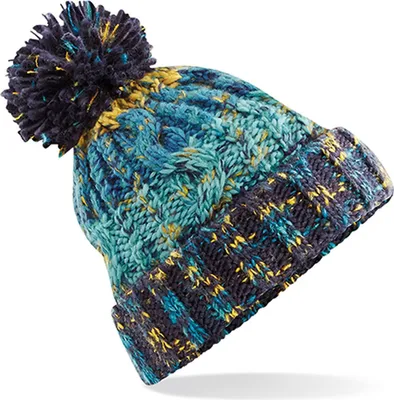 Immagine prodotto di Beechfield B486 | Cavatappi Pom Pom Beanie Cappello invernale - Colore: Marine Splash - Taglia: Unica